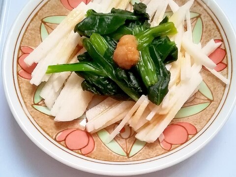 電子レンジレシピ♪小松菜と長芋の和え物